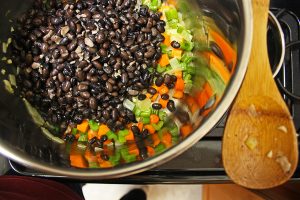 The star of the black bean vegetable soup show!