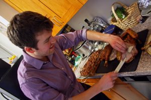 Kevin carving the turkey