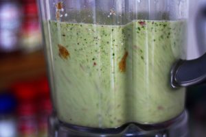 Apple Banana Smoothie with Almond Milk, Almond Butter, Kale and Coconut Flakes