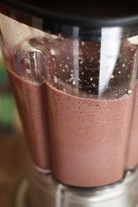 Delicious berry banana smoothie with almond milk!