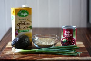 Ingredients for Kidney Beans and Rice with Avocados and Green Onions