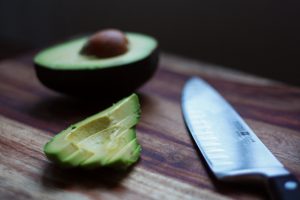 Sliced avocado to put on top of the brown rice and beans
