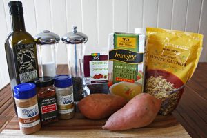Ingredients for a delicious sweet potato quinoa salad