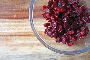 Dried cranberries for the sweet potato quinoa salad