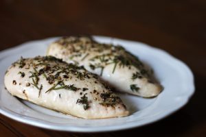 Sprinkle your chicken breasts with rosemary, thyme, and garlic