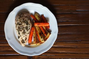 Perfect Baked Chicken with Roasted Carrots and Parsnips