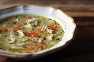 Easy chicken soup with vegetables and rice