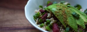 Kidney Beans and Rice with Avocados and Green Onions